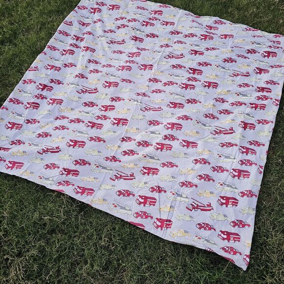 Pottery Barn Kids Full/Queen Fire Trucks Duvet And Single Sham SEE PICTURES! - Picture 1 of 15
